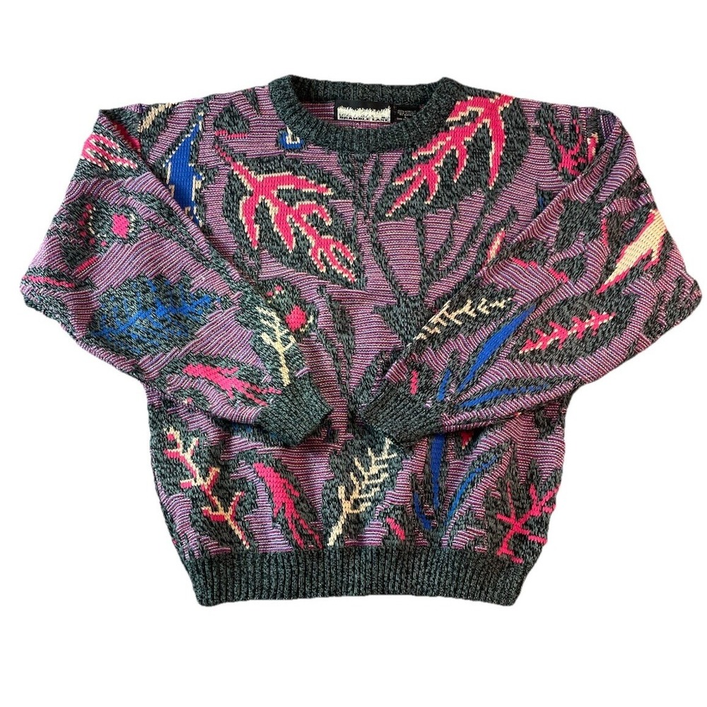 Vtg 80s Sweater Bramble Lane Women Large Cottagecore Geometric‎ 90s Pull-Over